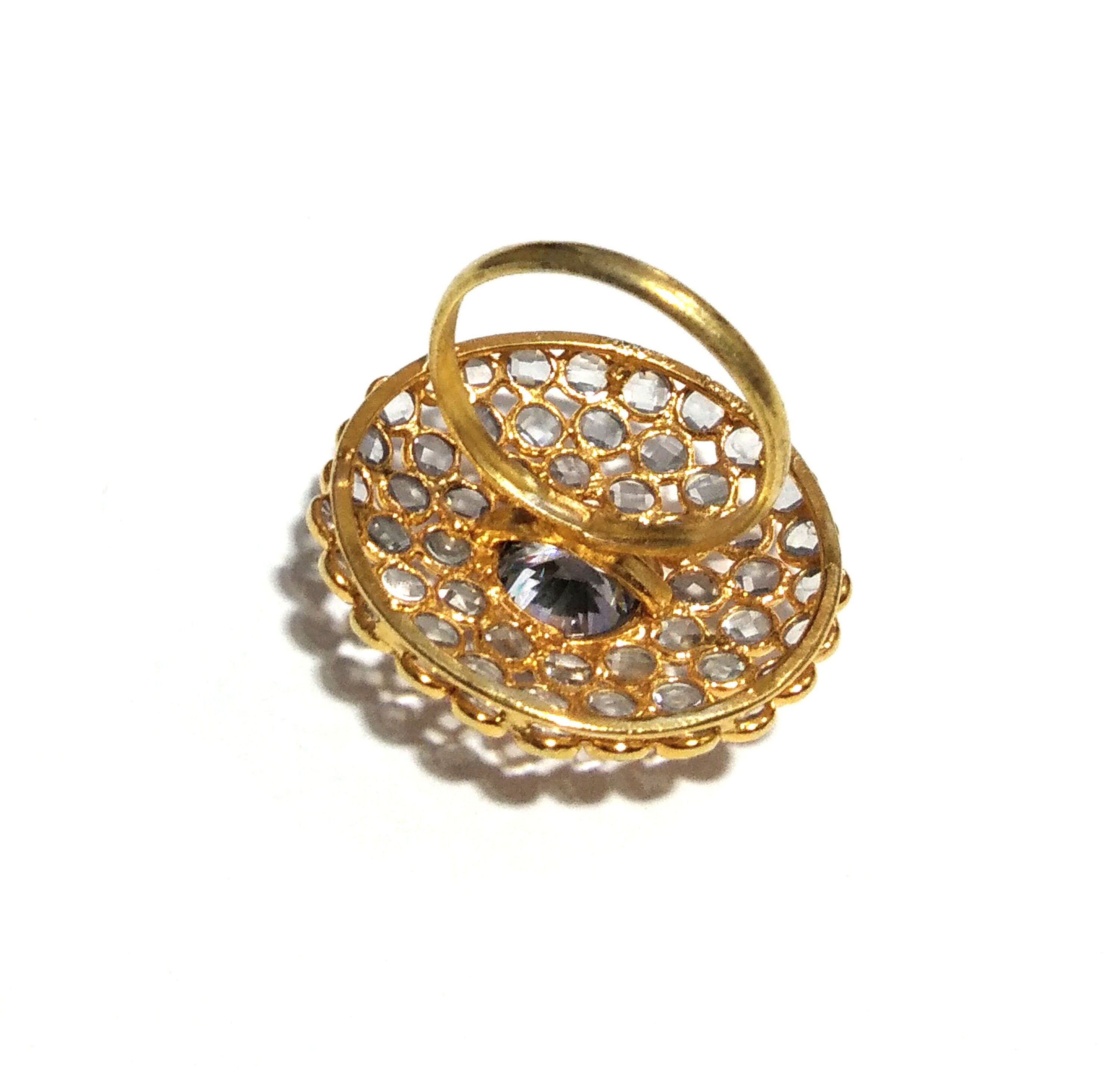 Natural White Zircon Stone Ring, 925 Solid Starling Silver Gold Plated Ring, Zircon Stone Size 10x10 mm to 2x2 mm Handmade Gift Ring